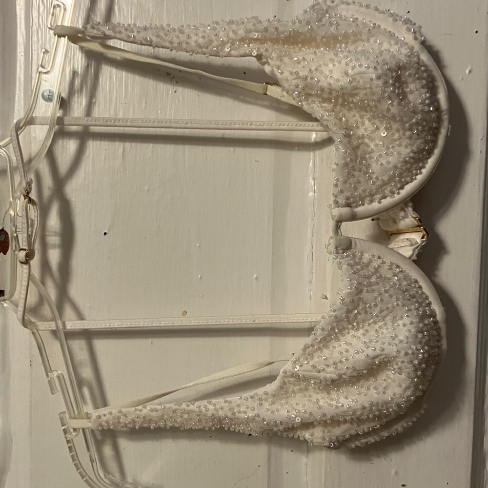 Teeny tiny !!  Polly sz 2 pearl beaded bra , used but in great condition ,